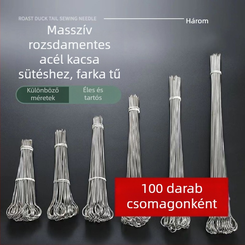 Rozsdamentes acél grillnyársak kacsa, csirke, malac és bárány sütéséhez