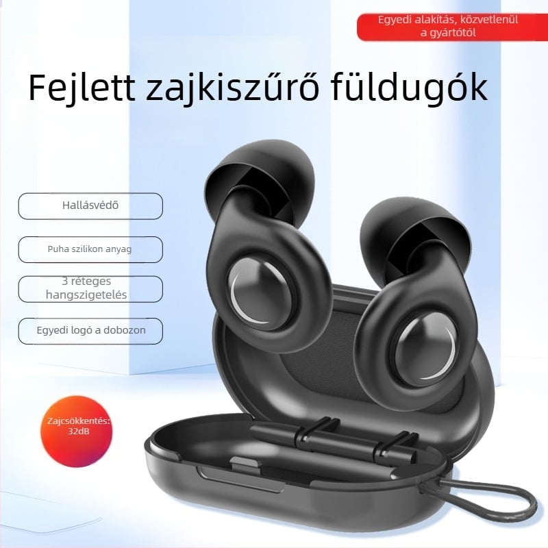 Szilikon füldugó alváshoz — 32 dB zajcsökkentés, hangszigetelés, alvássegítő, ajándékcsomagolás