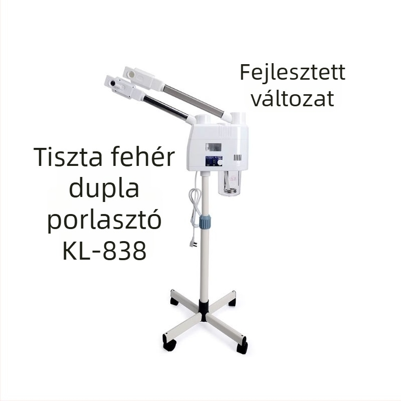 Kétcsövű arcápoló gőzölő készülék meleg és hideg permetezéssel, beépített akkumulátor, 5 fokozat, ködidő maximum 10 másodperc