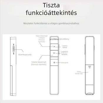 Oldalpörgető toll lézeres prezentációkhoz, modell 2802/2802P, lézeres távolság 30, lézeres hullámhossz 30, akkumulátor 7#