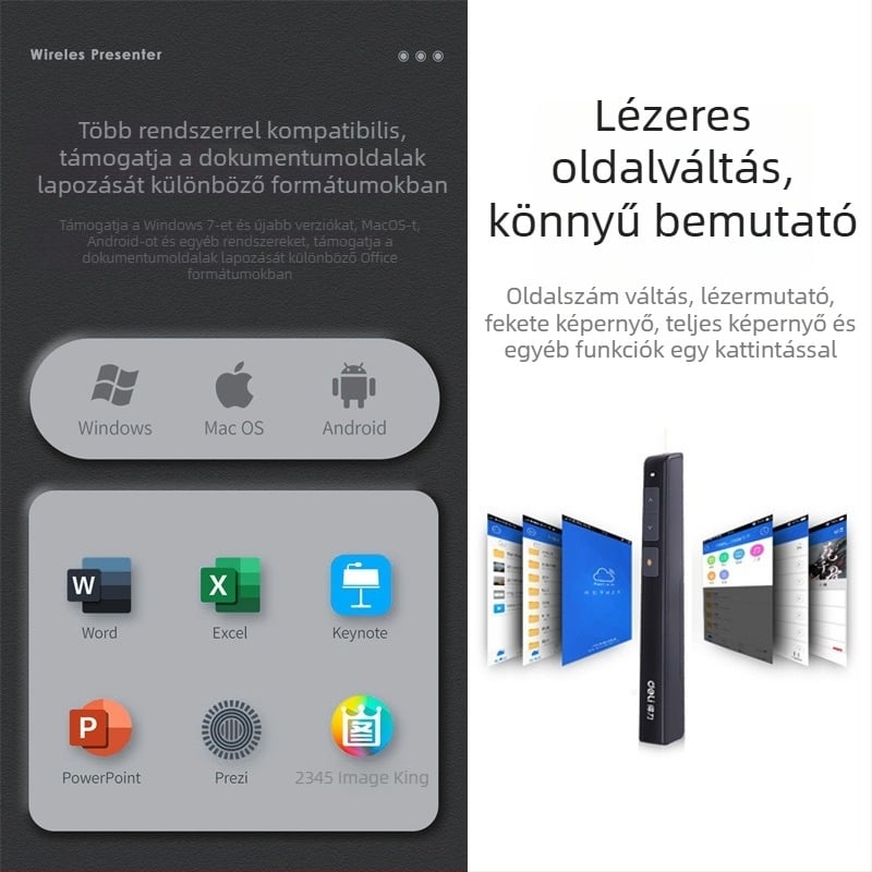 Oldalpörgető toll lézeres prezentációkhoz, modell 2802/2802P, lézeres távolság 30, lézeres hullámhossz 30, akkumulátor 7#