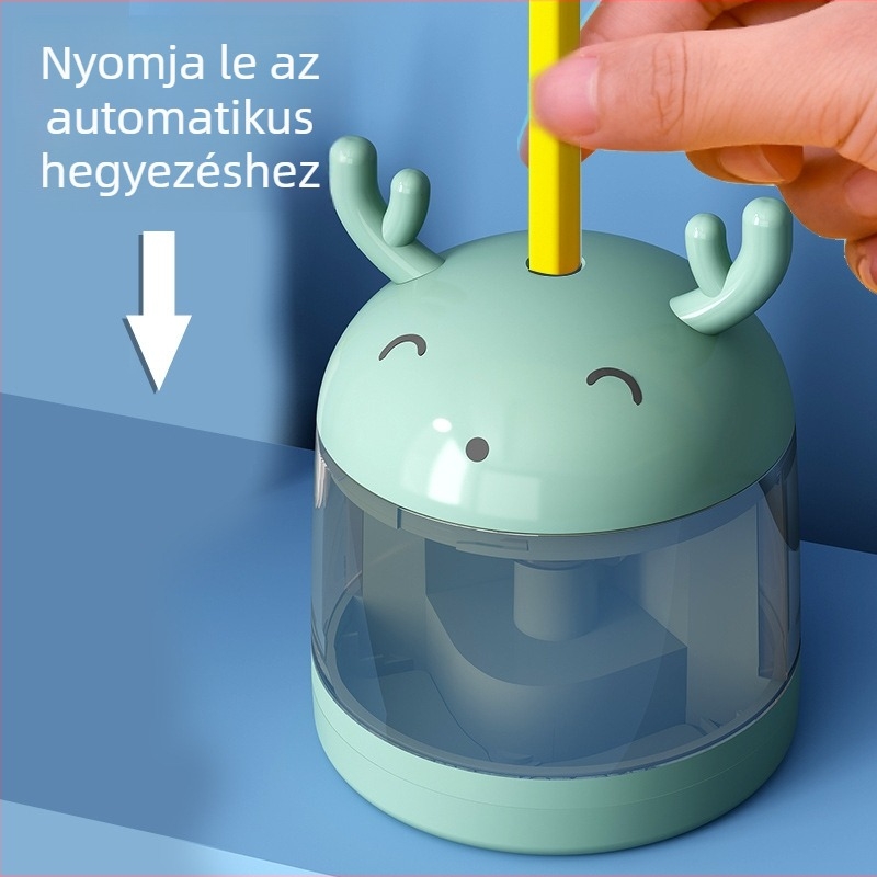 Állat alakú elektromos ceruzahegyező, modell 806, Tiger Crown, műanyagból, tömeg 0,5 kg