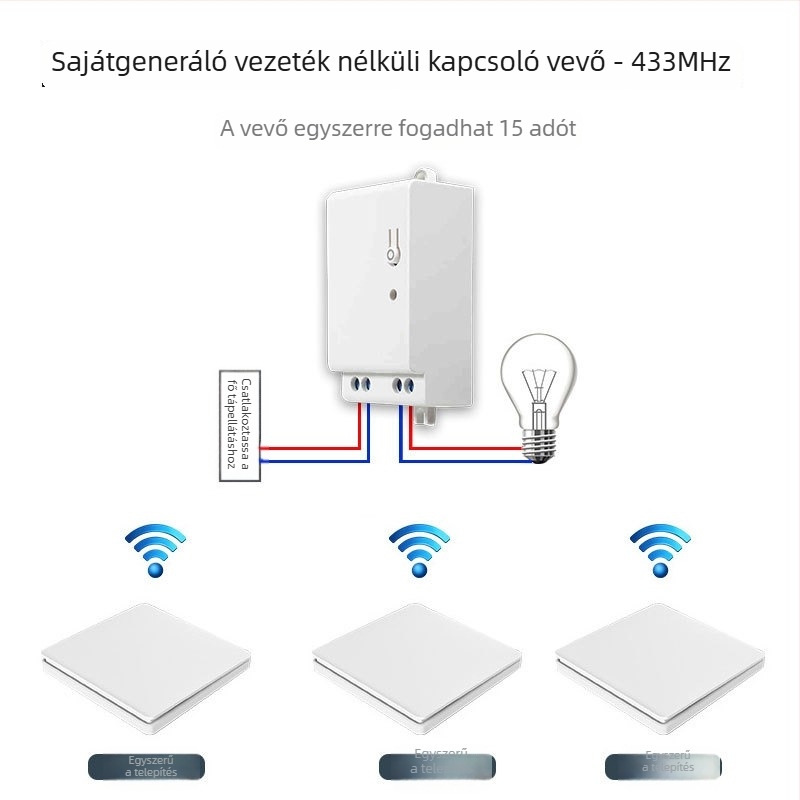Vezeték nélküli távirányító önenergiával, RF-vezérléssel ipari érzékeléshez és okos otthonhoz, vezeték nélküli csengő (akku nélkül)