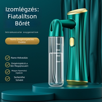 Kézibeszáró oxigéninfúziós készülék arcra kék fény spricceléssel és hidratáló esszenciával — 1 fokozat, hideg permet, ABS ház, beépített akkumulátor 300–500 mAh, ködidő legfeljebb 10 s