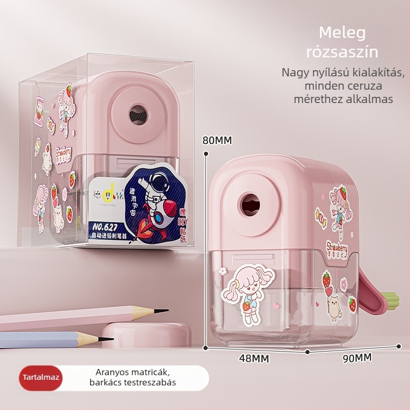 Cuki karikatúrás ceruzahegyező gyerekeknek DIY matricákkal