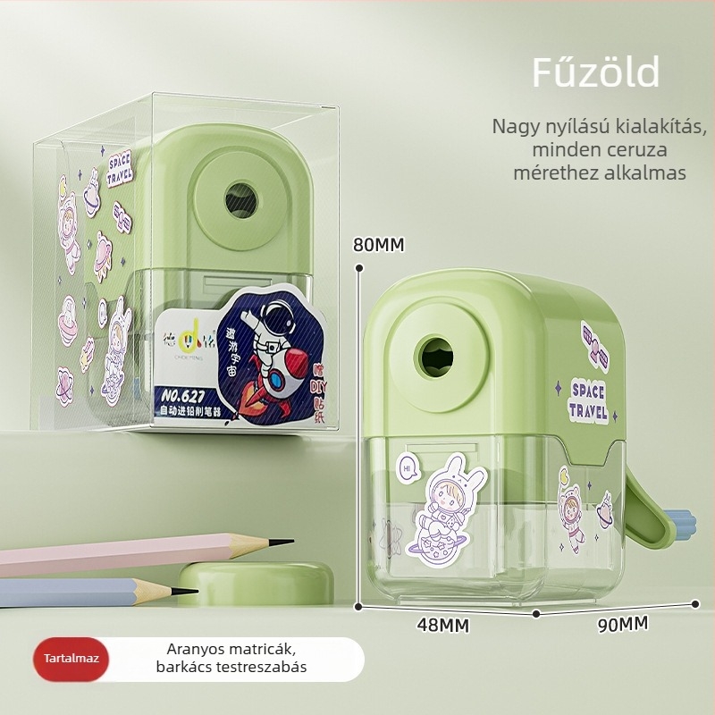 Cuki karikatúrás ceruzahegyező gyerekeknek DIY matricákkal