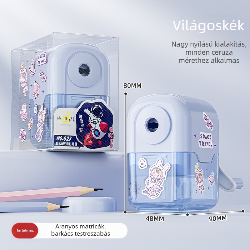 Cuki karikatúrás ceruzahegyező gyerekeknek DIY matricákkal