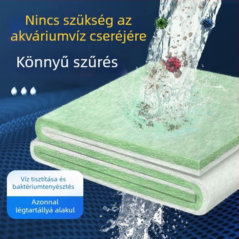 Magas sűrűségű akváriumi szűrőhab – felső szűrőpad, tömörített szűrőanyag a víz tisztításához, fehér szivacs zöld-fehér pamuttal
