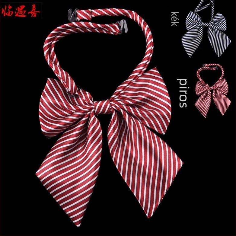 Gallér virágos csokornyakkendő nőknek — poliészter, csíkos minta, nyomtatás, irodai stílus