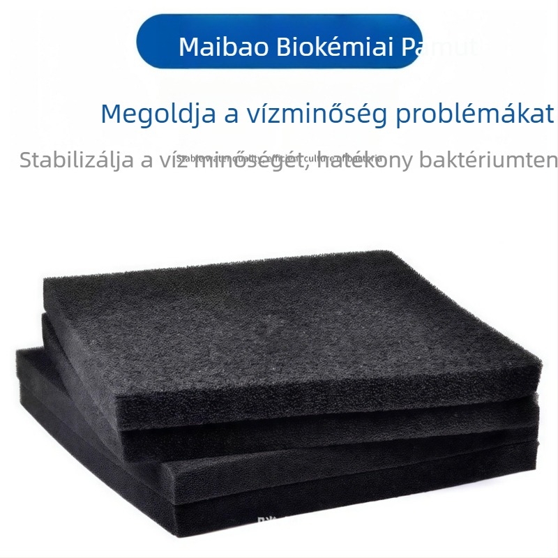 Fekete biokémiai szűrővászon aktív szénnel akváriumhoz – vastag, nagy sűrűségű szivacs