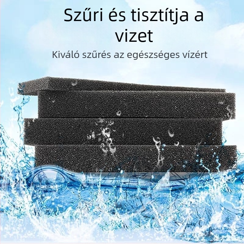 Fekete biokémiai szűrővászon aktív szénnel akváriumhoz – vastag, nagy sűrűségű szivacs