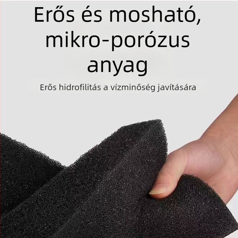 Fekete biokémiai szűrővászon aktív szénnel akváriumhoz – vastag, nagy sűrűségű szivacs