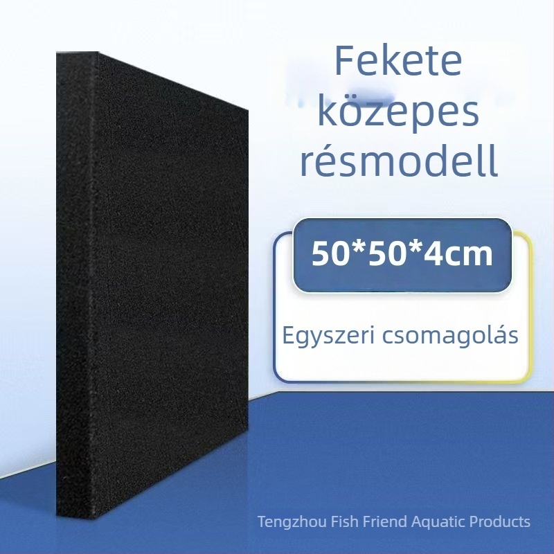 Fekete biokémiai szűrővászon aktív szénnel akváriumhoz – vastag, nagy sűrűségű szivacs