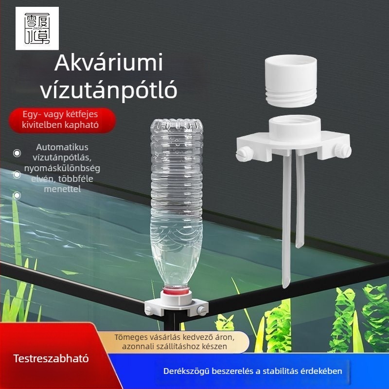 Automatikus víz utánpótló készülék akváriumhoz, kis vízszint-szabályozóval és cseppentő tartállyal (áram nélkül)