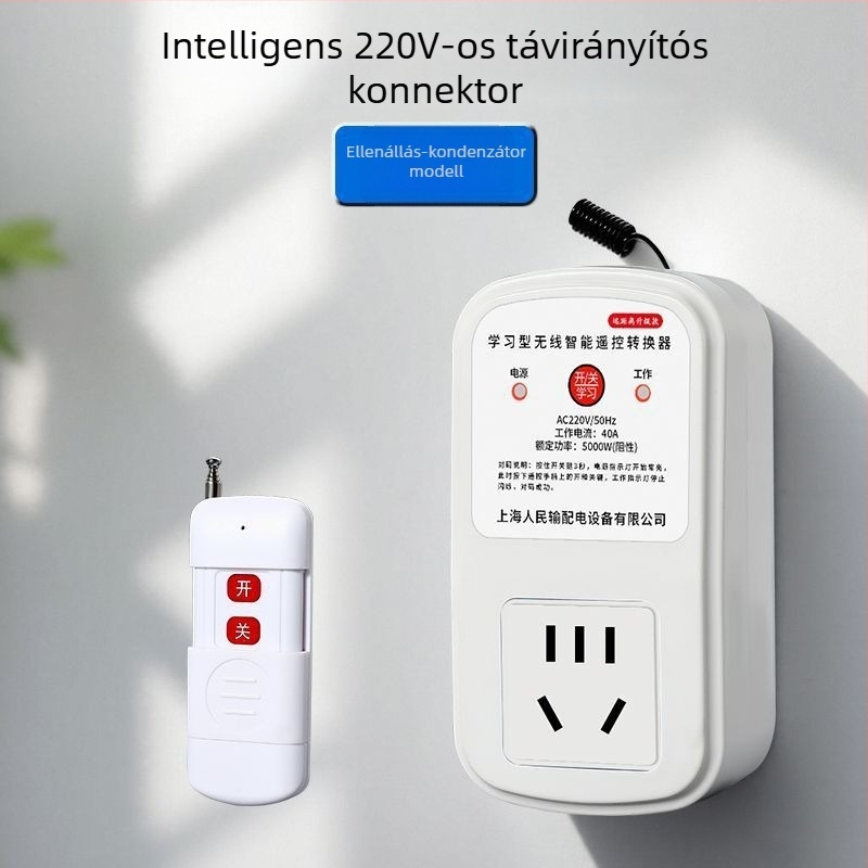 Okos vezeték nélküli távirányítós kapcsoló 220V-os falikonnektorhoz — egycsatornás működtetés lámpákhoz és vízszivattyúkhoz