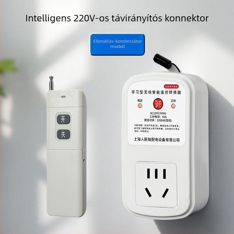 Okos vezeték nélküli távirányítós kapcsoló 220V-os falikonnektorhoz — egycsatornás működtetés lámpákhoz és vízszivattyúkhoz