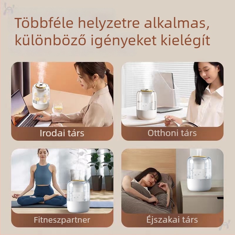 J20 dupla permetezéses párásító, 2 L kapacitás, hangulatlámpa, USB tápegység, hideg párásítás, 3 fokozat