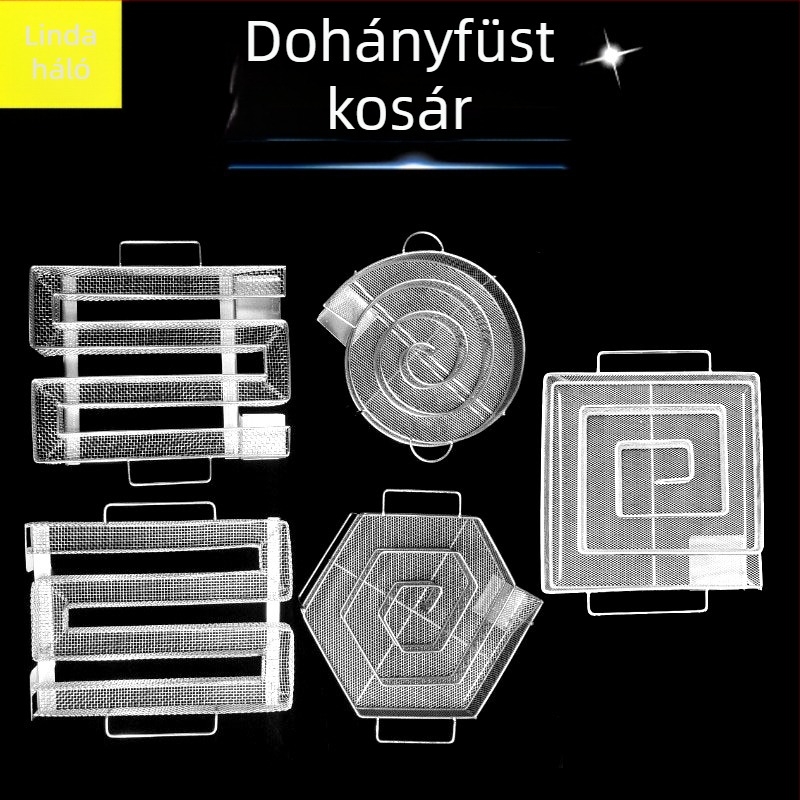 Grillfüstkosár - négyszögletes rozsdamentes acélsodronyból, elektromos nélkül, testreszabható súly és dobozok száma