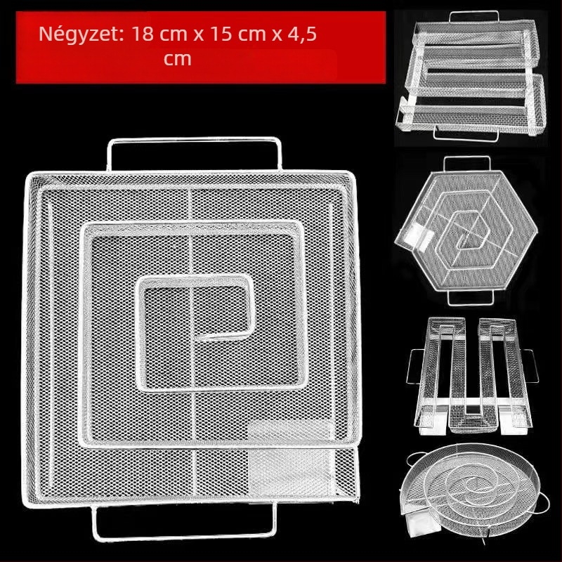Grillfüstkosár - négyszögletes rozsdamentes acélsodronyból, elektromos nélkül, testreszabható súly és dobozok száma
