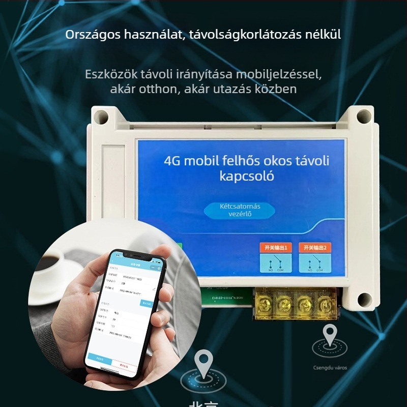 Négycsatornás távirányítós kapcsoló vezeték nélküli időzítővel, -20–65°C, 220V/380V