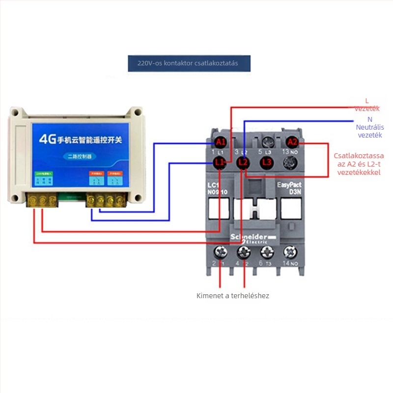 Négycsatornás távirányítós kapcsoló vezeték nélküli időzítővel, -20–65°C, 220V/380V
