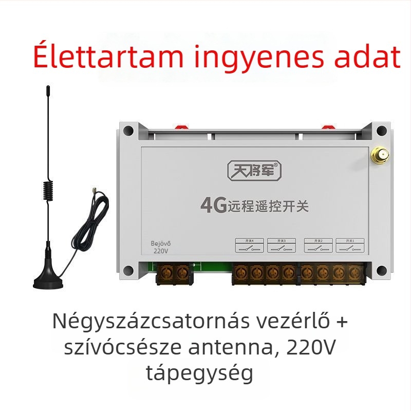 Négycsatornás távirányítós kapcsoló vezeték nélküli időzítővel, -20–65°C, 220V/380V