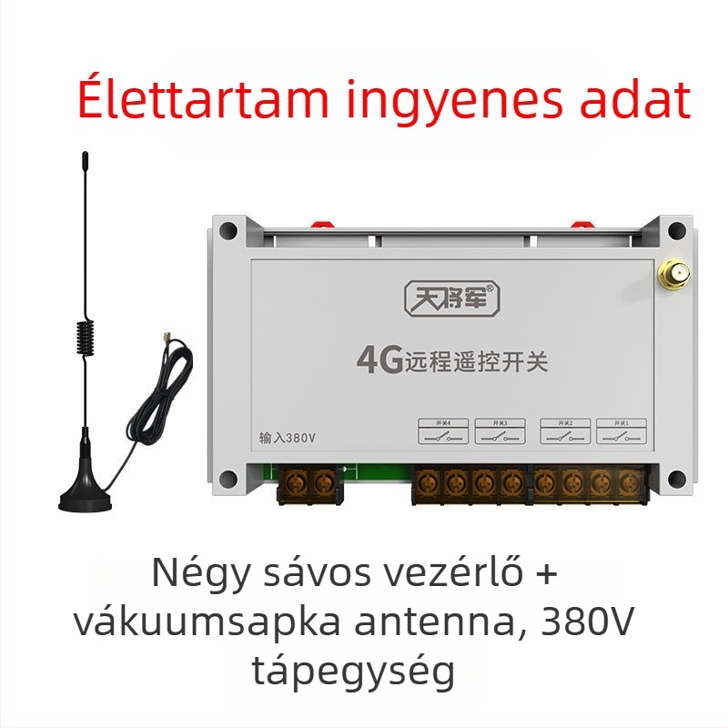 Négycsatornás távirányítós kapcsoló vezeték nélküli időzítővel, -20–65°C, 220V/380V