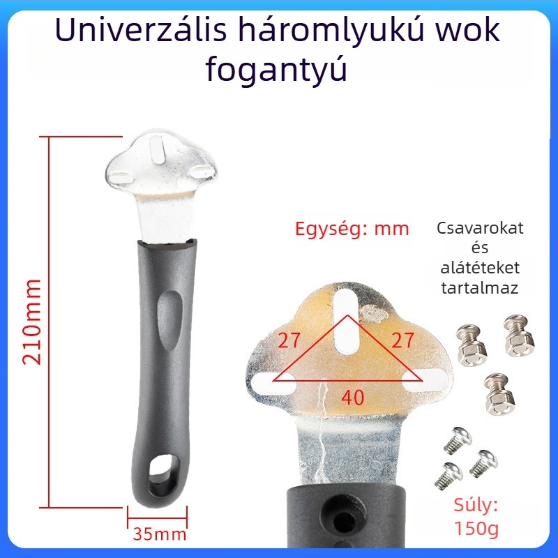 Bakelitből készült wok fogantyú, két lyukas, fedél gombbal, tartós, elektromos wokhoz