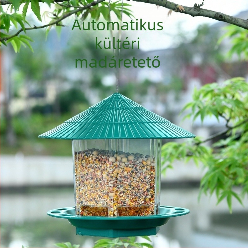 Kültéri madáretető automata etetéssel, erkélyre és kertbe függő kivitel