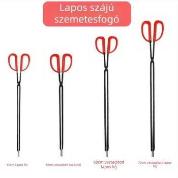 Tűzcsipesz gumírozott markolattal és sík végével grillezéshez