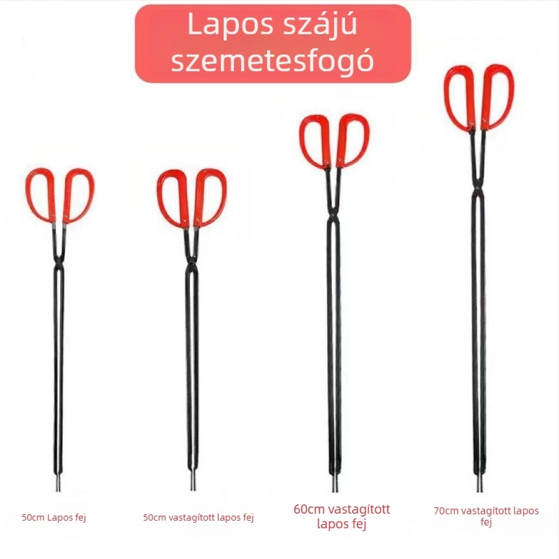 Tűzcsipesz gumírozott markolattal és sík végével grillezéshez