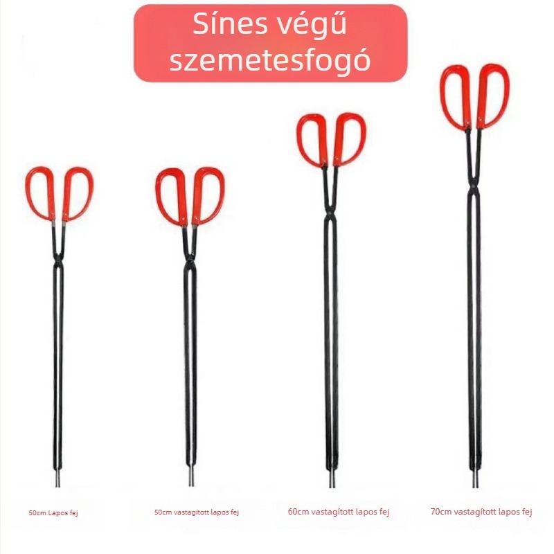 Tűzcsipesz gumírozott markolattal és sík végével grillezéshez