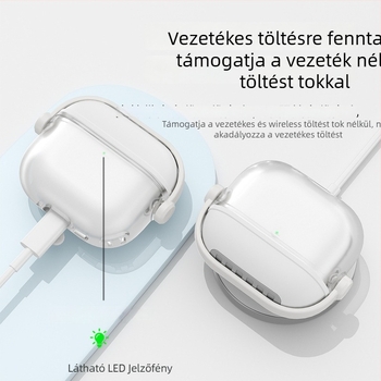 AirPods 4 / Pro védőtok, szilikonból, félátlátszó mozaik mintázat, teljes fedés, flip-fedél és állvány.