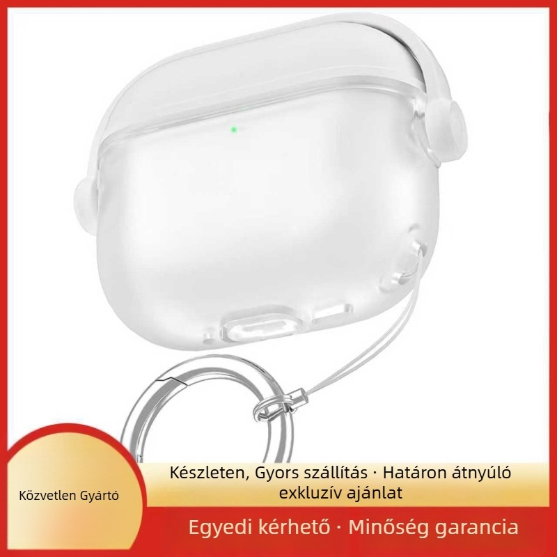AirPods 4 / Pro védőtok, szilikonból, félátlátszó mozaik mintázat, teljes fedés, flip-fedél és állvány.