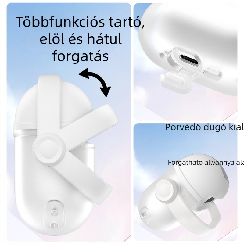 AirPods 4 / Pro védőtok, szilikonból, félátlátszó mozaik mintázat, teljes fedés, flip-fedél és állvány.