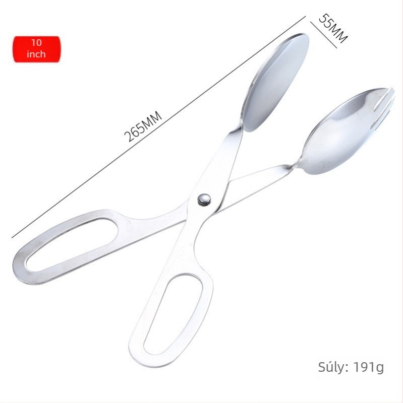 Ételklipsz rozsdamentes acélból salátához, sütéshez és grillezéshez – égés elleni, logóval testreszabható