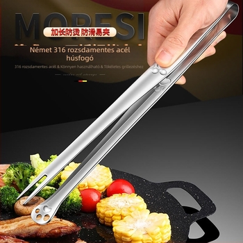 316 rozsdamentes acél grill fogó villa, hosszított, többfunkciós, csúszásmentes, hőálló