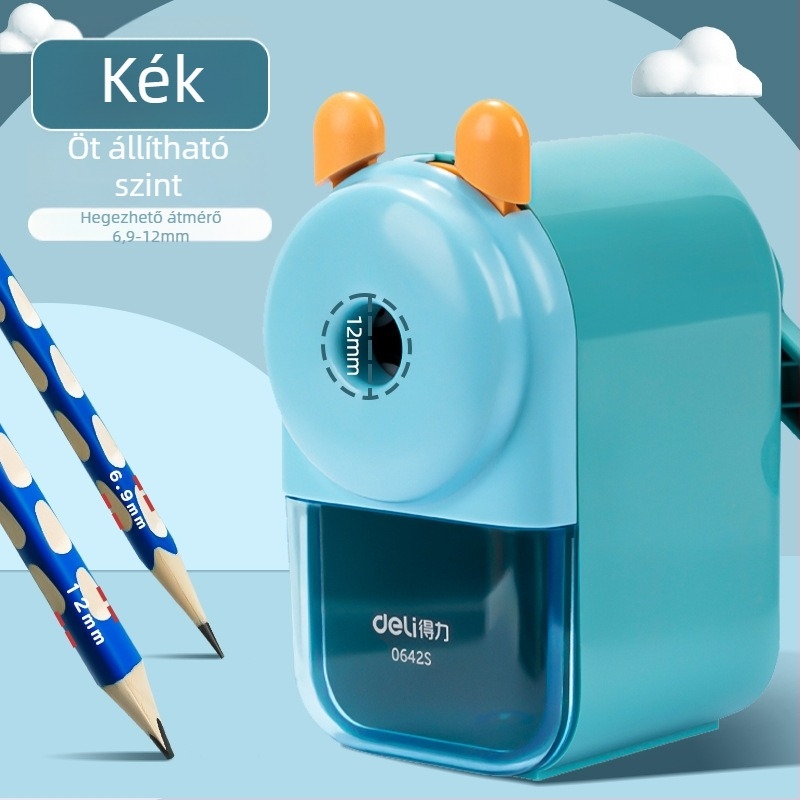 Deli 0642S ceruzahegyező – kézi, műanyag, geometriai dizájn, uniszex