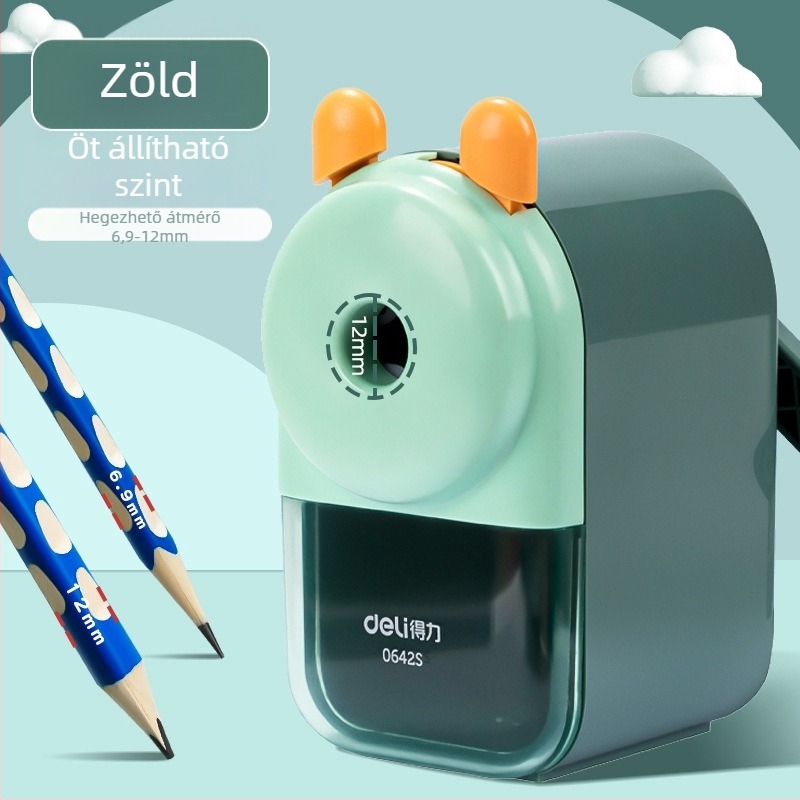 Deli 0642S ceruzahegyező – kézi, műanyag, geometriai dizájn, uniszex