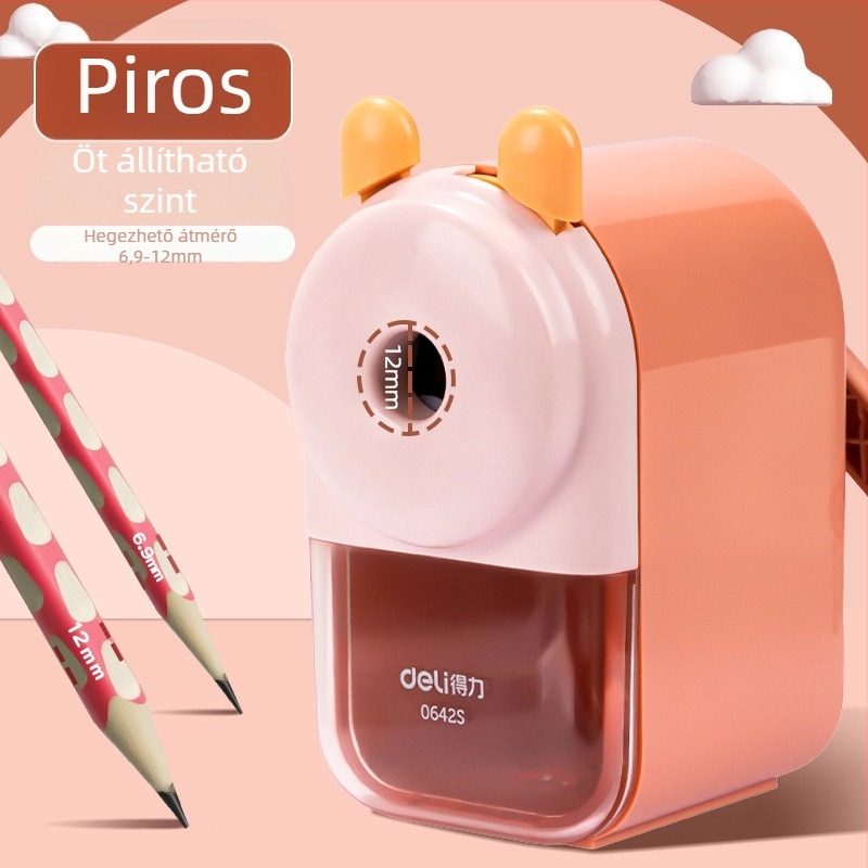 Deli 0642S ceruzahegyező – kézi, műanyag, geometriai dizájn, uniszex