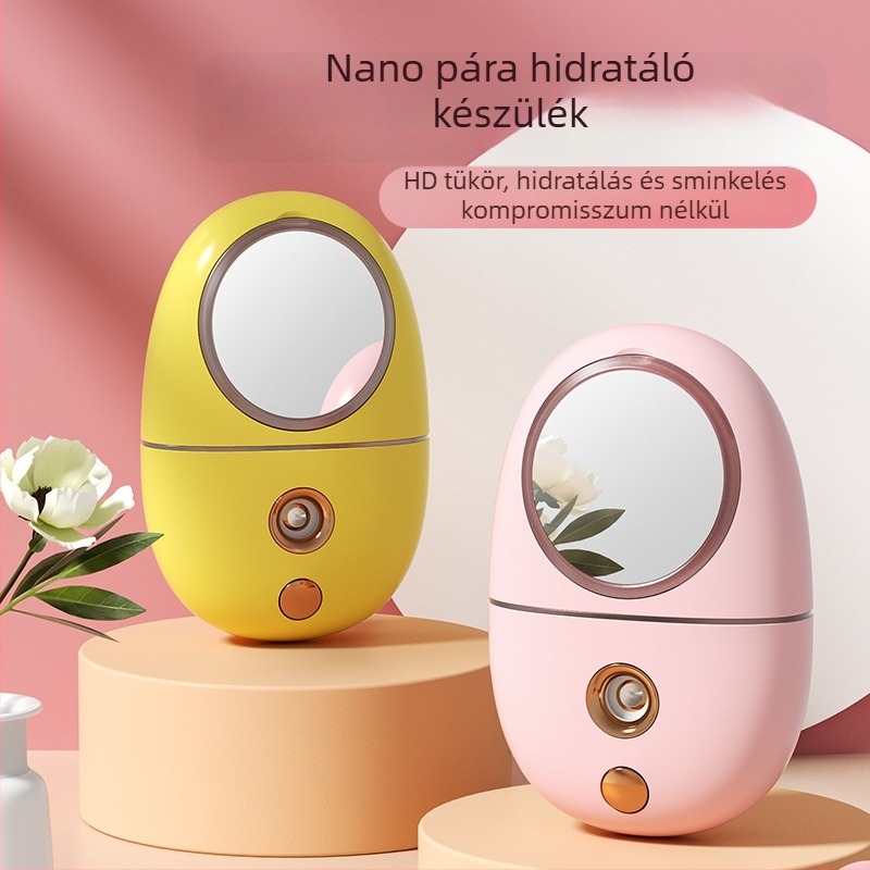 GEEKFUN Hordozható nano-spray arc‑hidratáló készülék hideg spray‑vel, beépített akkumulátor 100–300 mAh, üzemidő több mint 12 óra, 1 üzemmód