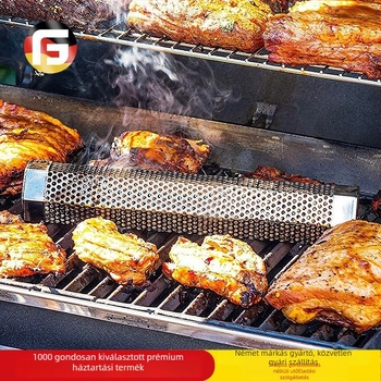 Rozsdamentes acél BBQ füstölő — hatszögletű rombusz forma, hordozható, rozsdaálló, tapadásmentes