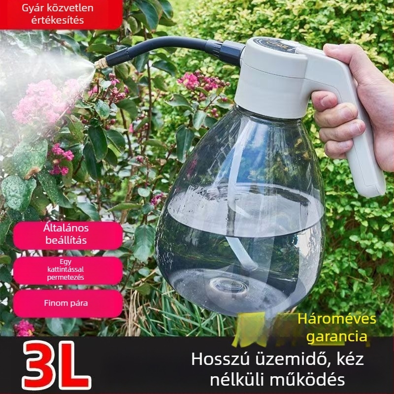 Kettős funkciójú öntözőpalack, műanyag, otthoni kertészkedéshez.