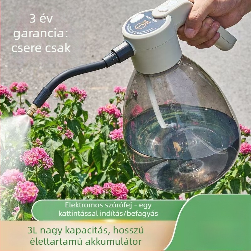 Kettős funkciójú öntözőpalack, műanyag, otthoni kertészkedéshez.