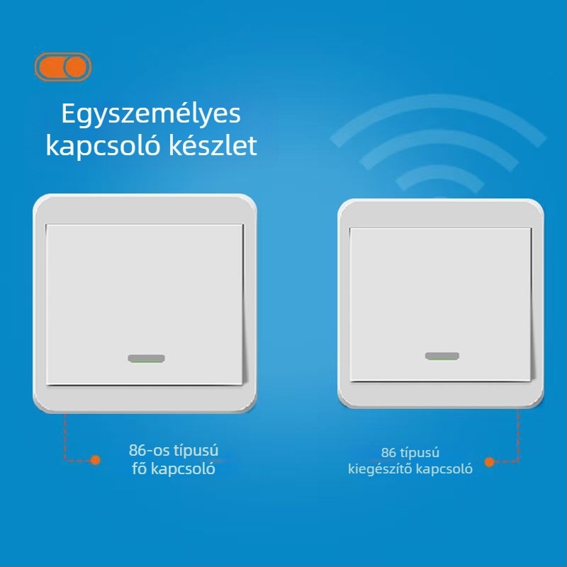 Vezeték nélküli 220V-os fénykapcsoló, kettős vezérléssel, ragasztópanelre szerelhető