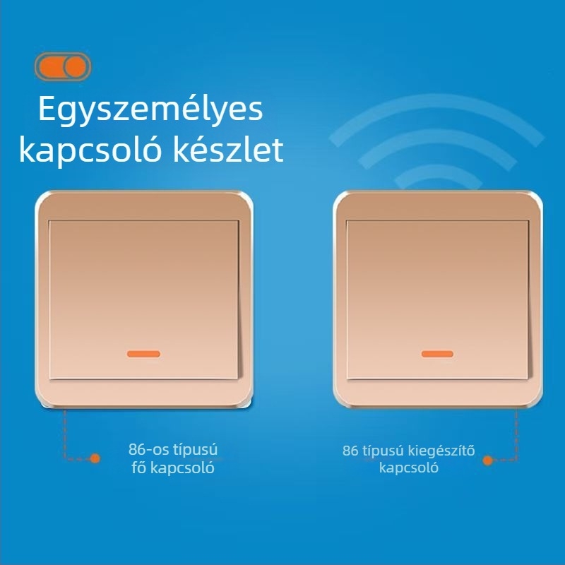 Vezeték nélküli 220V-os fénykapcsoló, kettős vezérléssel, ragasztópanelre szerelhető