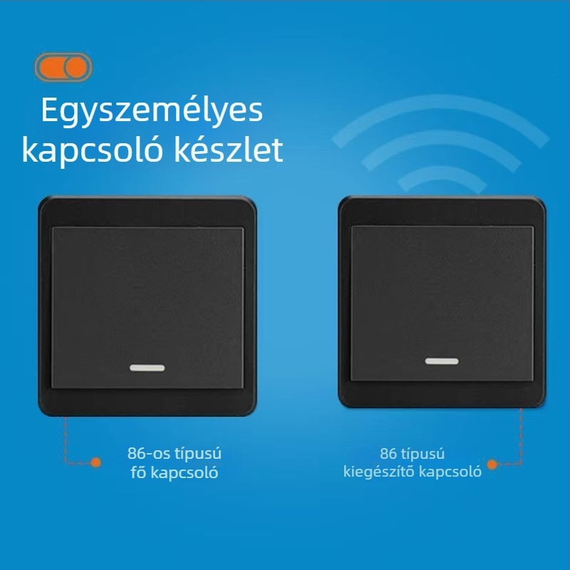 Vezeték nélküli 220V-os fénykapcsoló, kettős vezérléssel, ragasztópanelre szerelhető