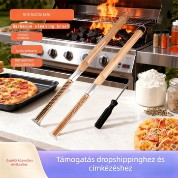 Grill tisztító ecset rézdrót sörtékkel, fa nyéllel — Star chef