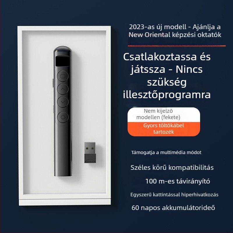 Oldalváltó toll lézerrel - USB-tölthető, többfunkciós prezentáló multimédiás oktatáshoz