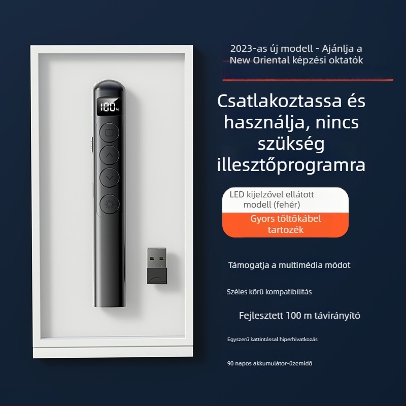 Oldalváltó toll lézerrel - USB-tölthető, többfunkciós prezentáló multimédiás oktatáshoz